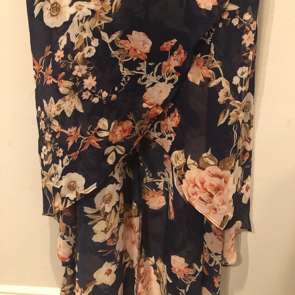 NWT Lulus Reflection Navy Blue Floral Print High-Low Dress Size X-Large - Picture 10 of 13